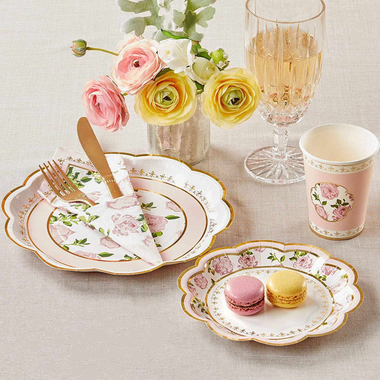 Kate Aspen 32 Pcs Floral Paper Plates, 7 Inch, Pink P4375