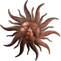 EOORAU Metal Sun Wall Art Decor, 23.6inch Gold Metal Sun Face Garden Sculptures Statues Wall Art Decorations for Indoor and Outdoor, Room Garden Porch Fence Balcony Patio Decor