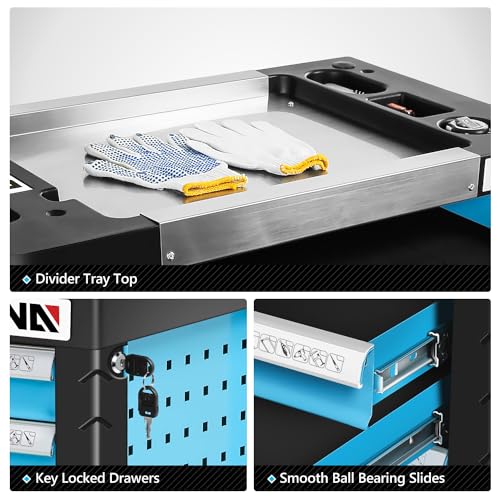DNA MOTORING 7-Drawer Rolling Tool Cabinet Chest with Keyed Locking System, Green M137
