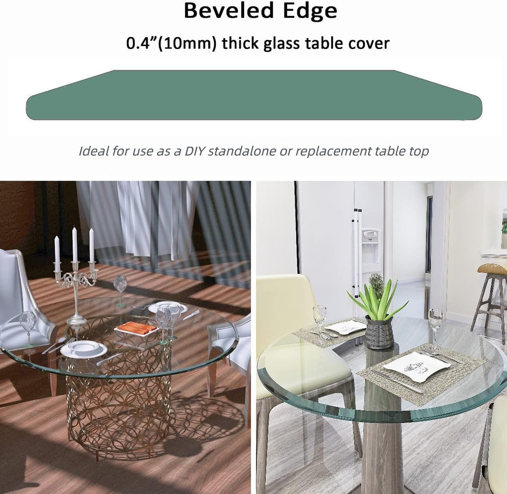 24" Round Tempered Glass Table Top, 3/8" Thick Beveled Edge L70932