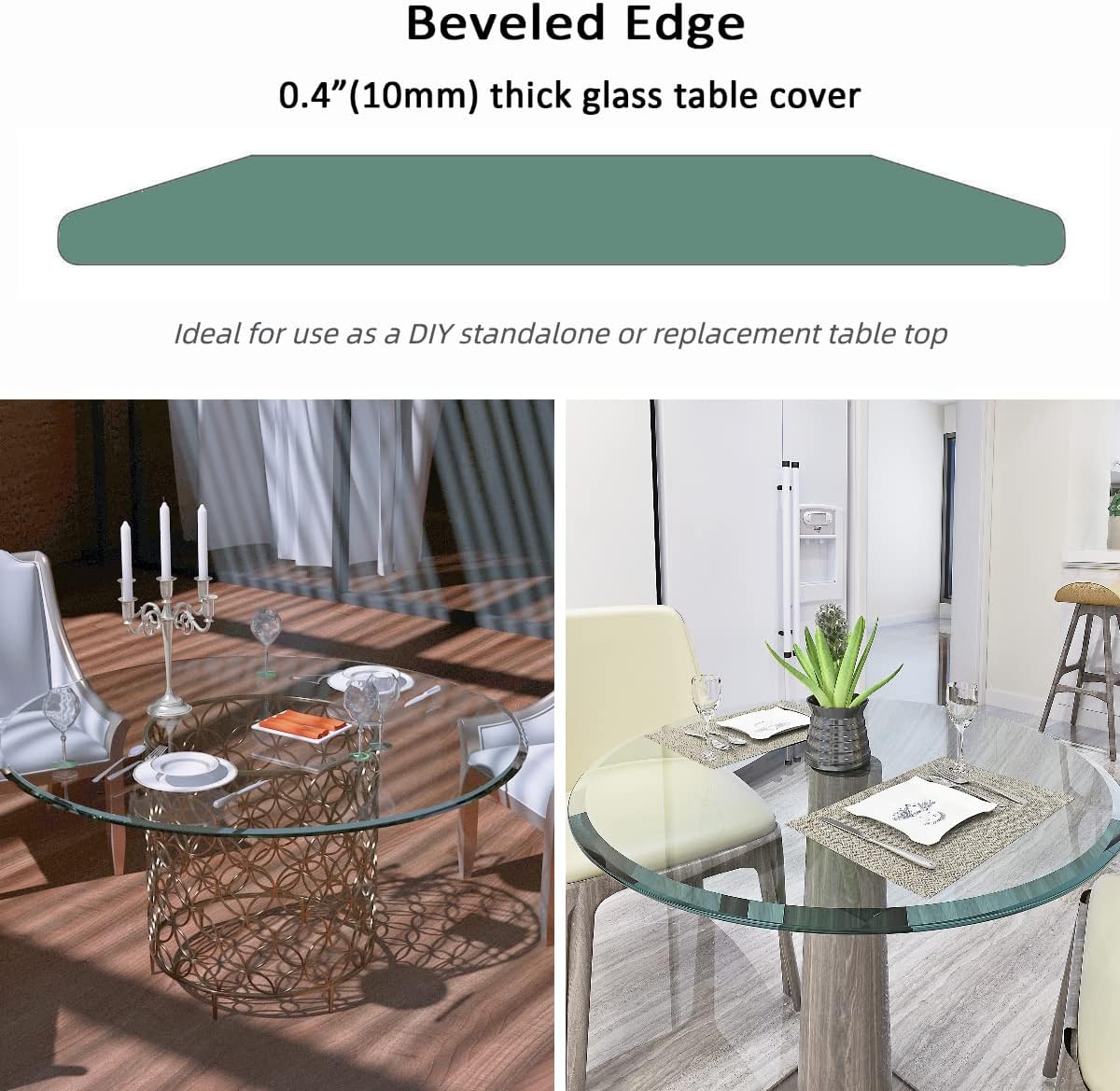 24" Round Tempered Glass Table Top, 3/8" Thick Beveled Edge L70932