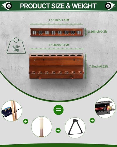 Wall Mount Pool Cue Rack Holder for 6 Sticks C931760
