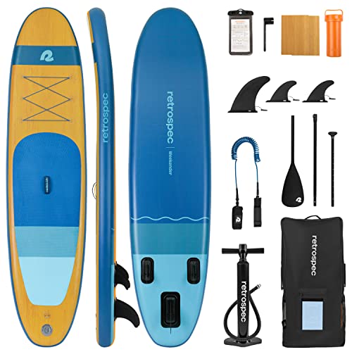 Retrospec Weekender Inflatable Stand Up Paddle Board Includes Paddle, Pump, and Accessories 10’6” Lightweight iSUP, Puncture Resistant Inflatable Paddle Board for Adults