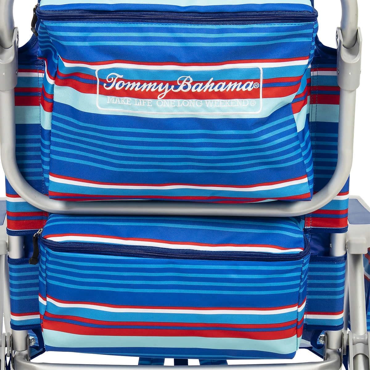 Tommy Bahama 2 Pack Backpack Beach Chair 5 Position Lay Flat Blue Stripes O568