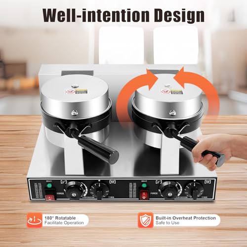 Commercial Electric Waffle Maker 2400W Double-Head Non-Stick Belgian K169