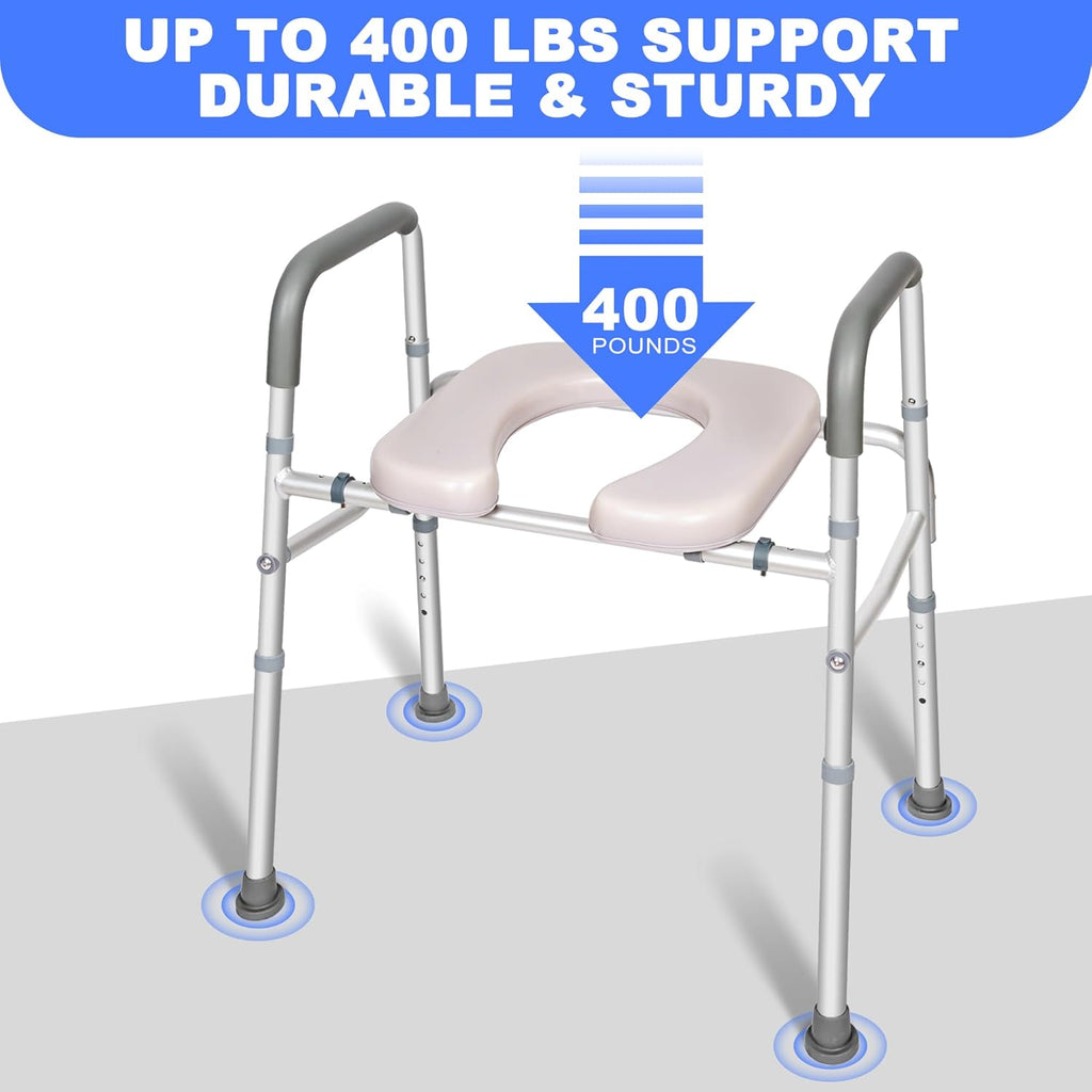 Raised Toilet Seat with Handles, Width Adjustable, 400 lbs Capacity for Seniors Z64238