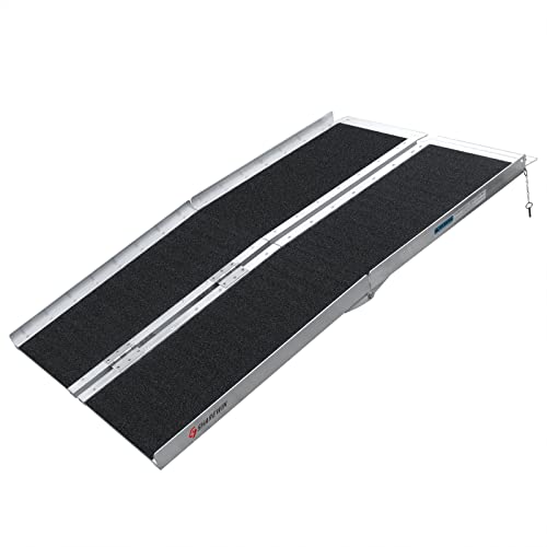 Non-Skid Traction Folding Aluminum Wheelchair Ramp Scooter Mobility Handicap Ramps for Home Steps, Holds Up to 600 lbs, Please select The correct size