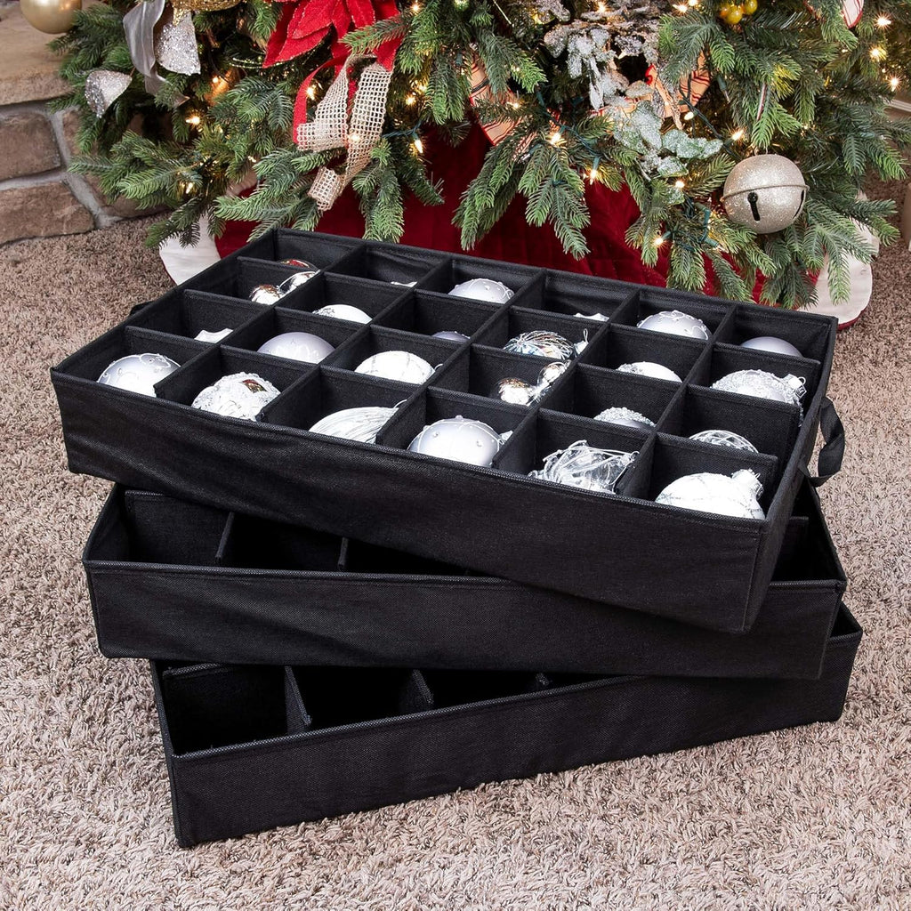 TreeKeeper Green Christmas Ornament Storage Box with Dividers, Holds 72 Ornaments K8261