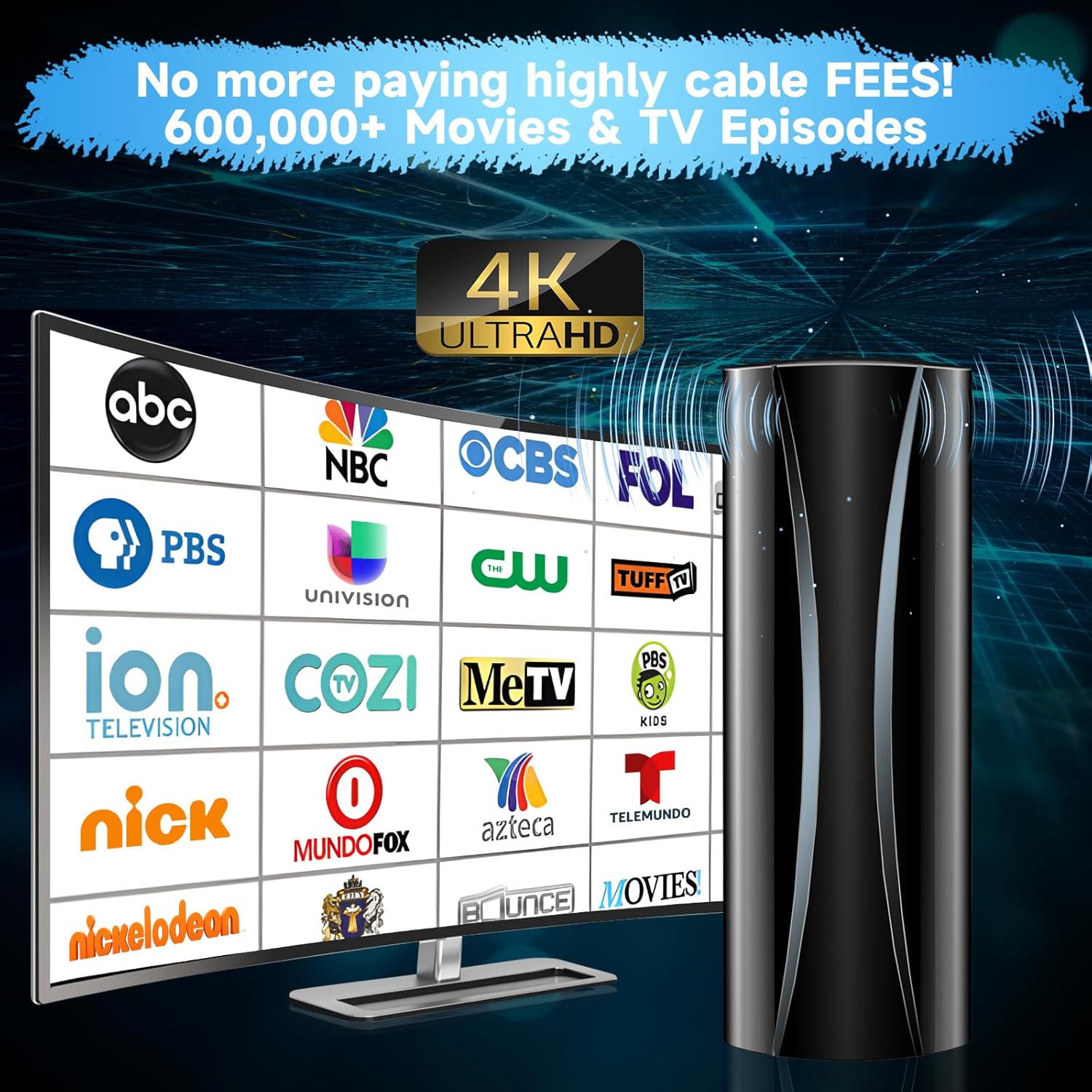 Digital TV Antenna Indoor 4K 1080p with Amplifier and Coaxial Cable V592