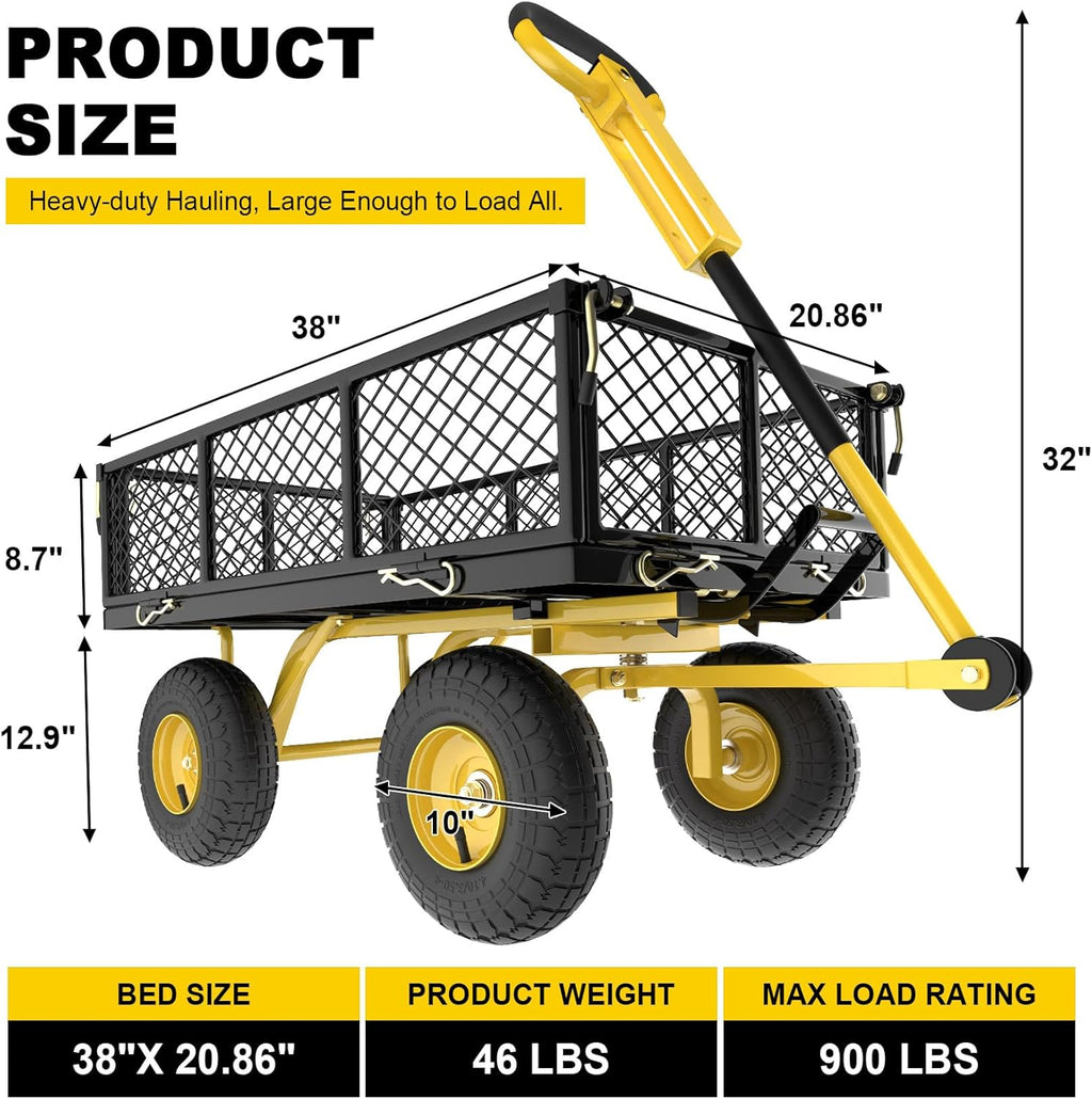 Heavy Duty 900 Lbs Capacity Mesh Steel Garden Dump Cart I542802