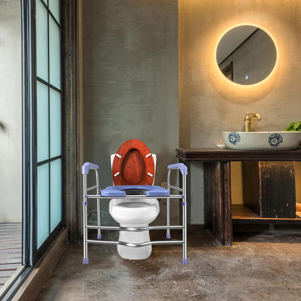Raised Toilet Seat with Handles for Seniors, Adjustable Height, 400lbs D20737