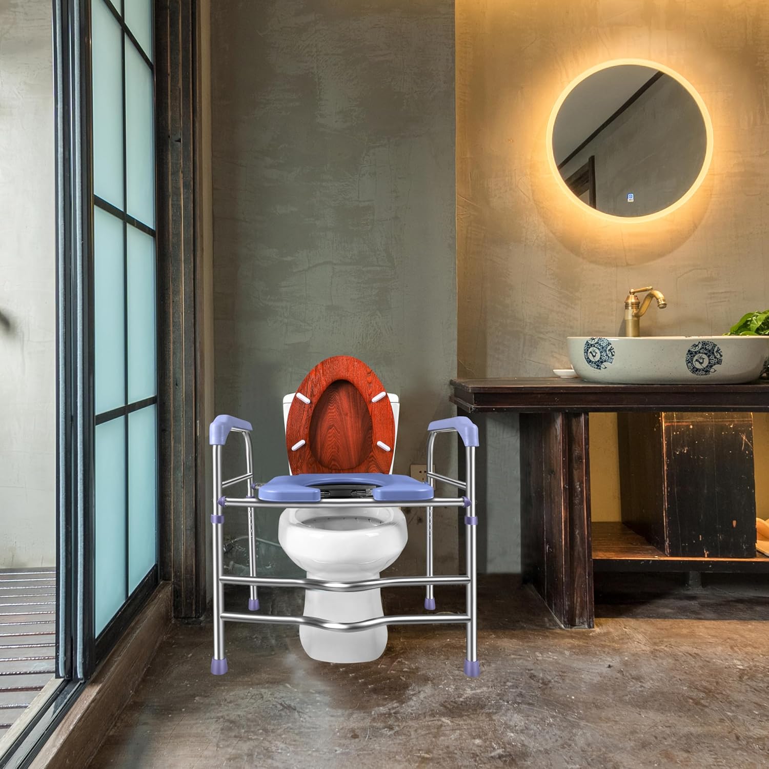 Raised Toilet Seat with Handles for Seniors, Adjustable Height, 400lbs D20737