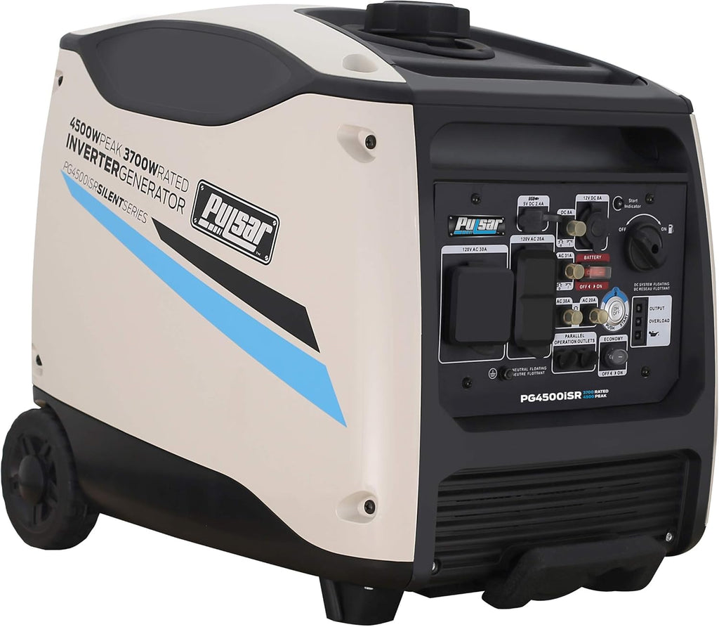 Pulsar 4500W, Portable Quiet Remote Start & Parallel Capability , CARB Compliant Inverter Backup Generator, PG4500iSR, White, RV ready