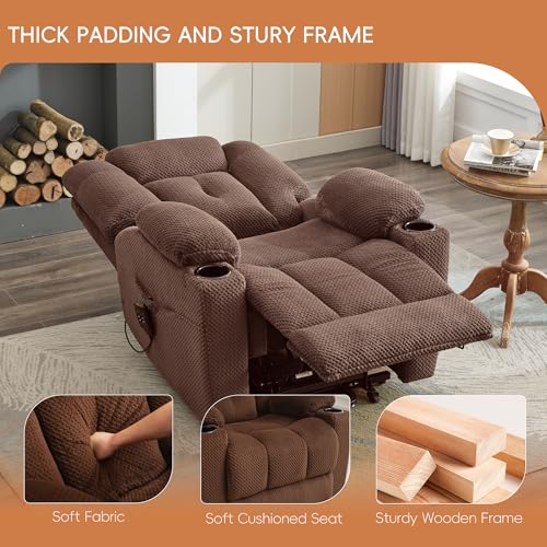 Dual Motor Power Lift Recliner with Massage and Heat, Brown S832