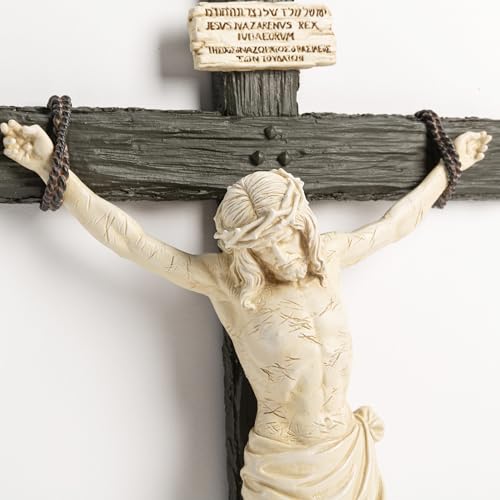 DevotedWalls 14" Hand Painted Catholic Crucifix for Wall V21624