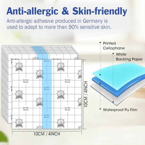 AZEN 50 Pieces Waterproof Bandages, Transparent Film Dressing 6 x 6" R44090