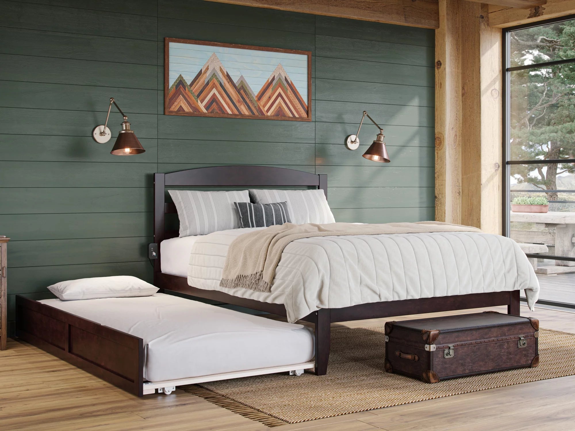 AFI Warren 14" Queen Wood Platform Bed Frame with Twin XL Trundle, Espresso