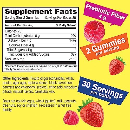 Prebiotic Fiber Gummies for Adults, Vegan, Gluten-Free, Berry Flavor, 60 Count F2361