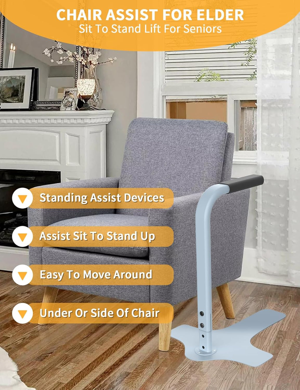 Couch Stand Assist for Elderly, 4 Heights Adjustable, Light Grey, 300LBs Capacity X283