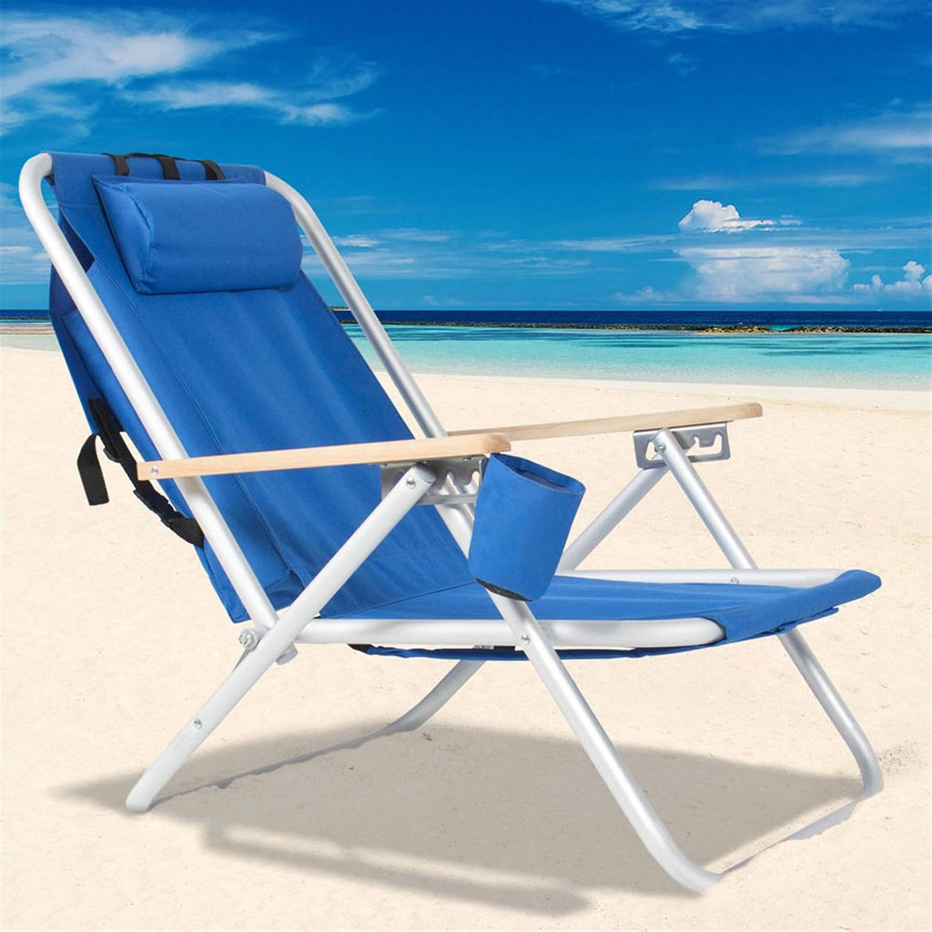 Folding Beach Chair for Adults with Cup Holder and Storage Pouch J57311