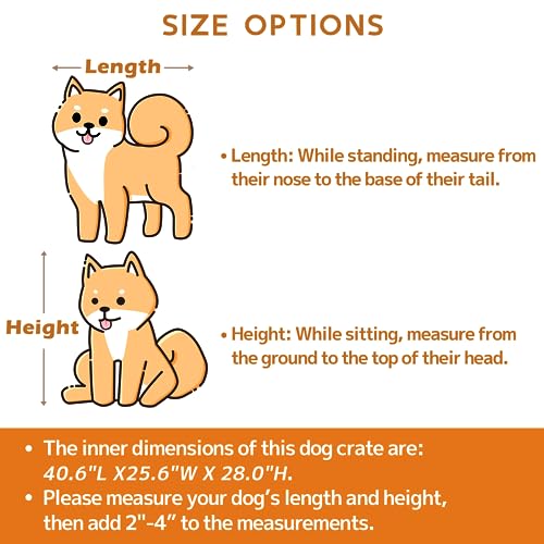 Rounded Corner Dog Crate Furniture 42 inch Heavy Duty Kennel for Medium and Large Dogs Y702