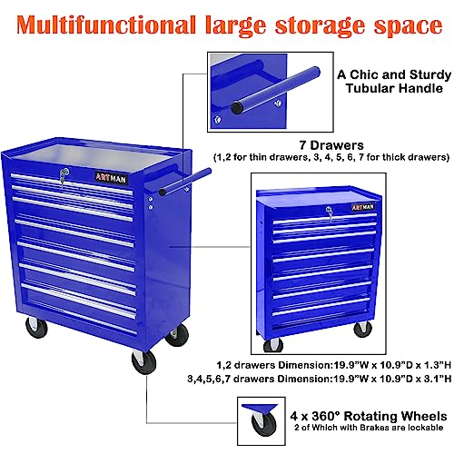 5-Drawer Rolling Tool Cart with Wheels, Black V51953