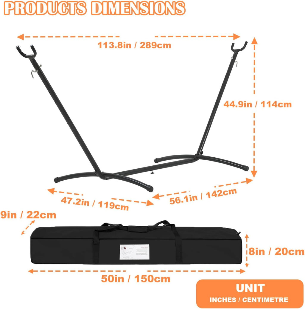 Heavy Duty Steel Hammock Stand with Carrying Bag, 400lbs Capacity W3188