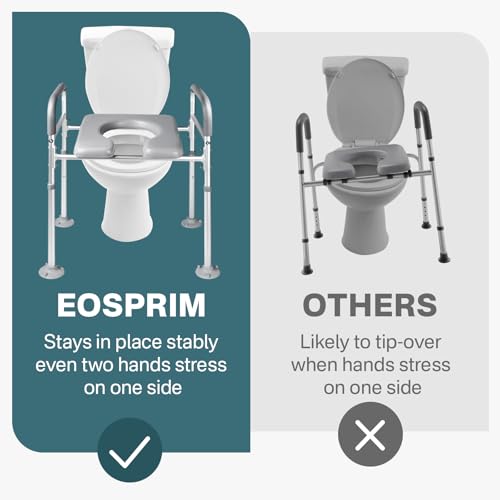 Toilet Seat Risers for Seniors Elongated with Handles and Safety Rails M978
