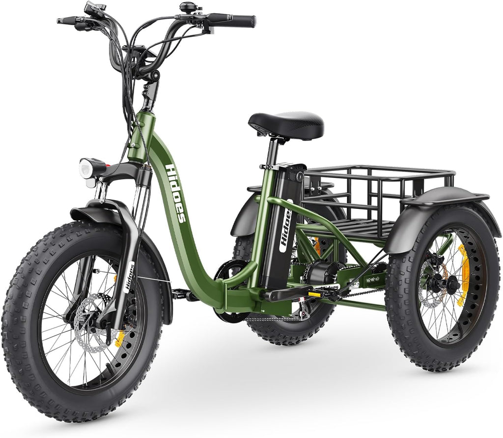 Hidoes Electric Tricycle for Adults, 1000W (Peak) - 20"X 4.0" Fat Tire Electric Trike, 48V 20Ah Removable 65 Miles Electric Trike for Adults, MAX 330LBS 7 Speed Folding Triciclo Eléctrico Para Adultos