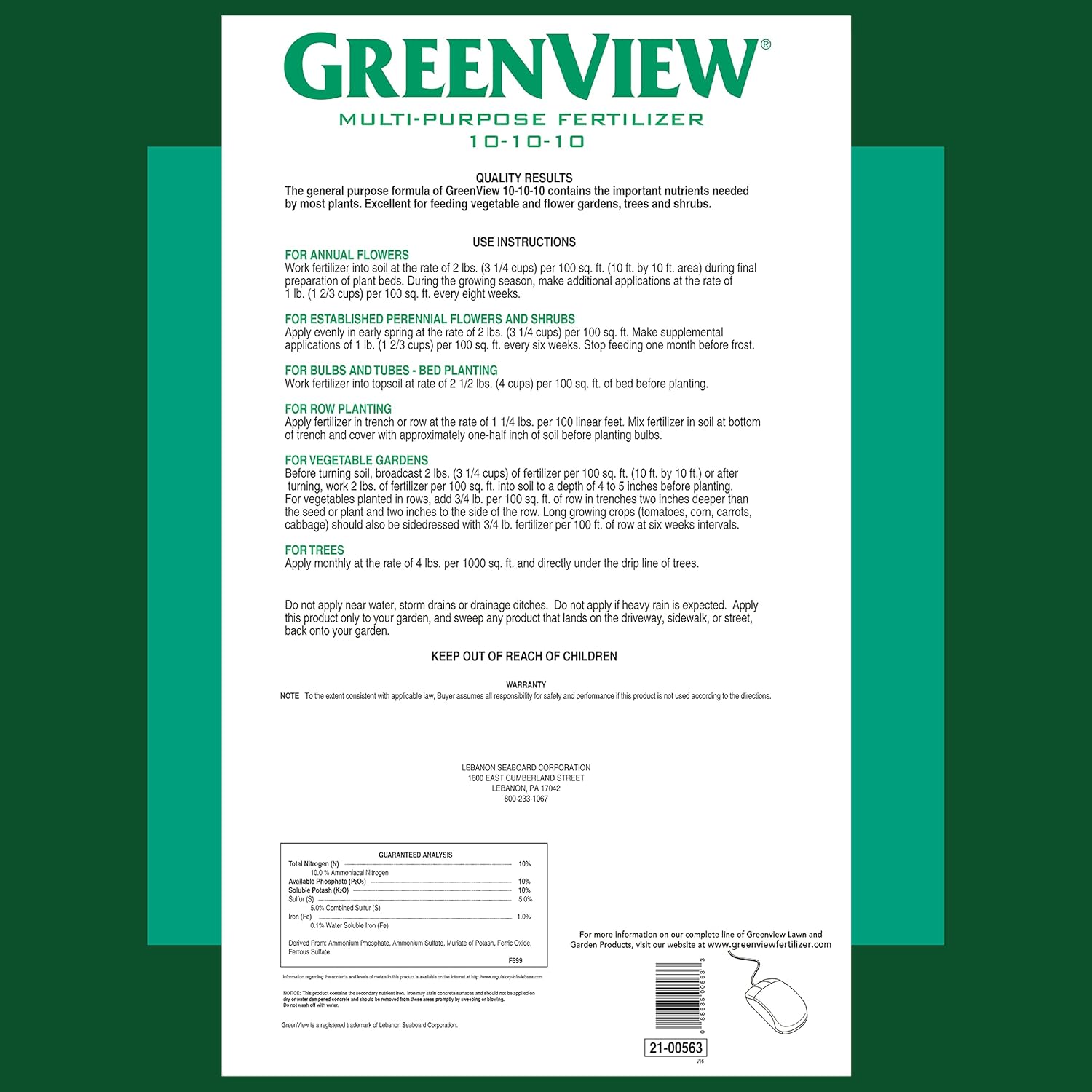 GreenView Multi-Purpose Fertilizer 10-10-10, 33 lb bag M883