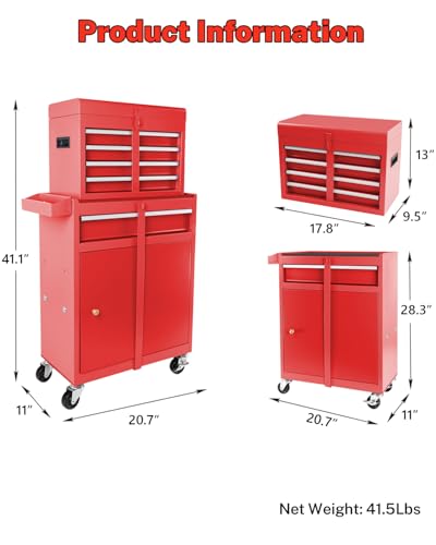 5-Drawer Rolling Tool Chest with Brake Casters, Black E95317