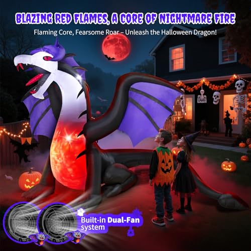 8FT Inflatable Pteranodon Dragon Decoration with LED Lights for Yard Halloween F426