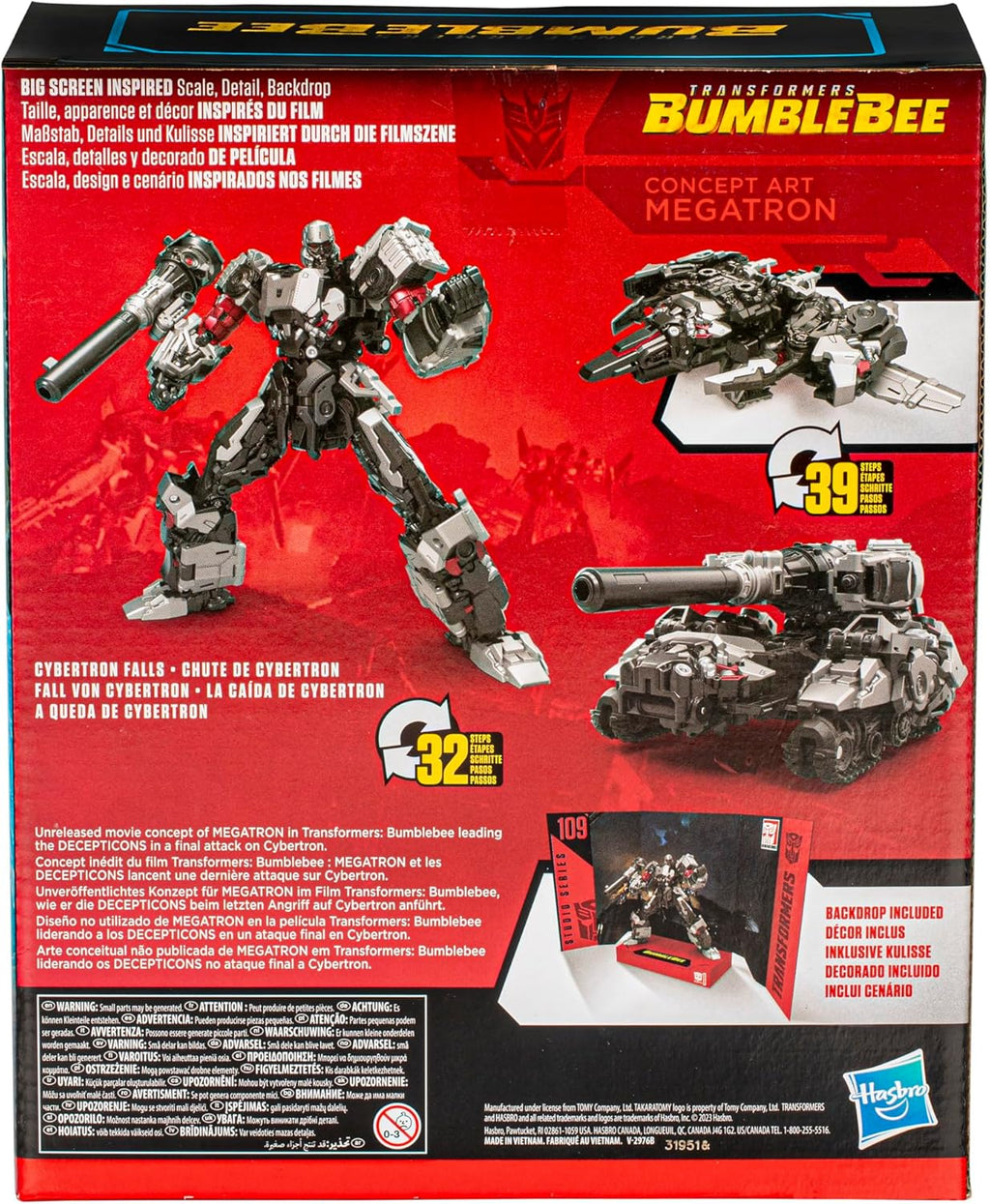 Transformers Studio Series Leader Bumblebee 109 Concept Art Megatron Action Figure, 8.5-inch D865