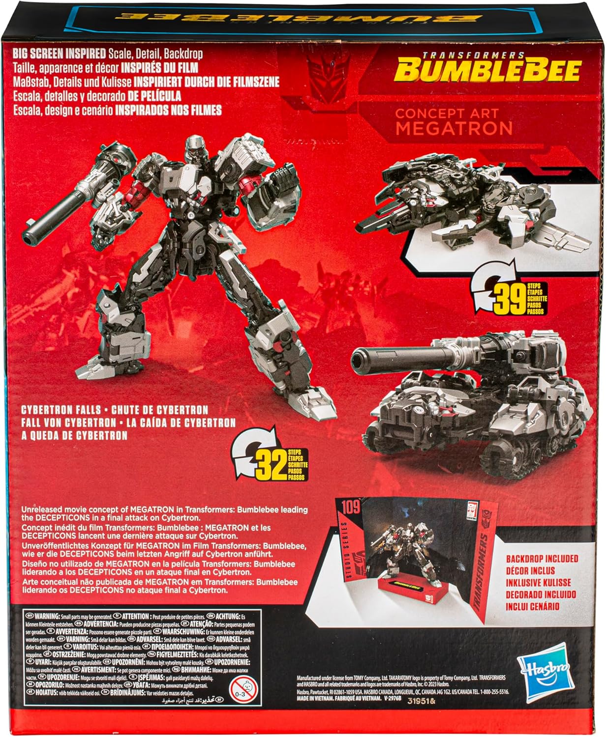 Transformers Studio Series Leader Bumblebee 109 Concept Art Megatron Action Figure, 8.5-inch D865