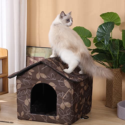Outdoor Cat House Waterproof Shelter for Cats and Dogs, Brown W706