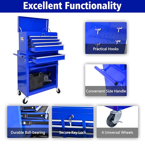 5-Drawer Rolling Tool Chest with Brake Casters, Black E95317