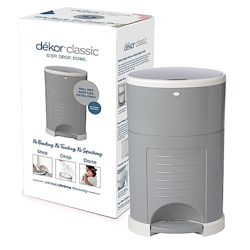 Diaper Dekor Classic Hands-Free Diaper Pail | White | Easiest to Use | Just Step – Drop – Done | Doesn’t Absorb Odors | 20 Second Bag Change | Most Economical Refill System