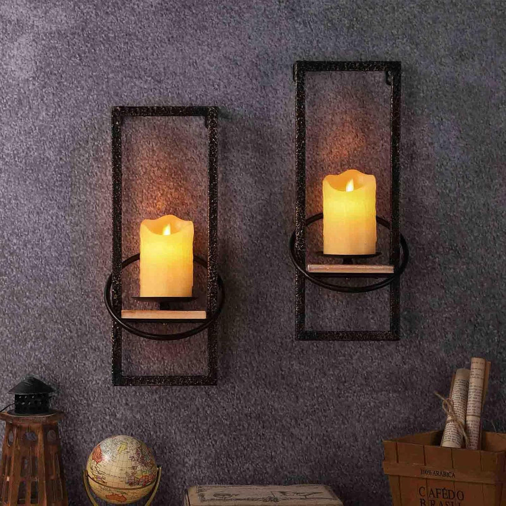 GAKA Wall Sconce Candle Holder Set of 2, Black Metal V2268