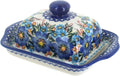 Blue Rose Polish Pottery Garden of Blue Square Butter Dish