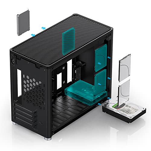 JONSBO D30 White Mini Micro ATX Tower Computer Case, Aluminum/Steel/Tempered Glass T59426