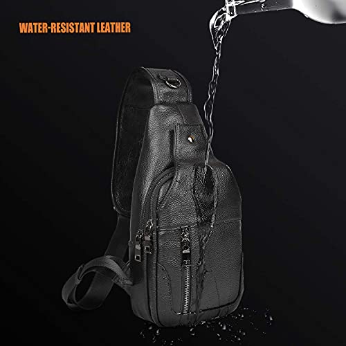 Polare Cowhide Leather Waterproof Sling Crossbody Bag for Men J51434