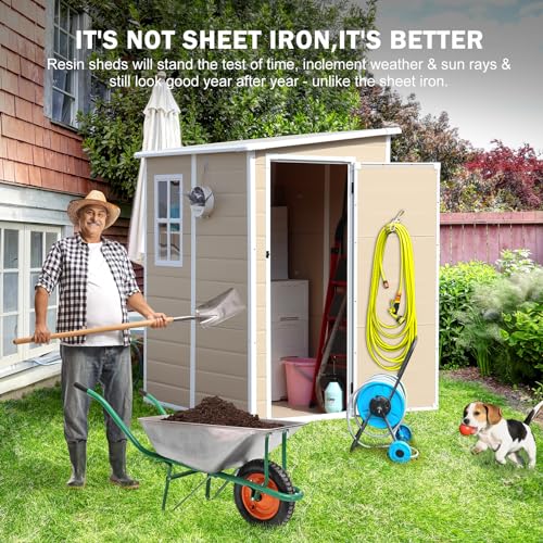 CDCASA 6x3 FT Waterproof Resin Outdoor Storage Shed with Floor and Lockable Doors Y56095