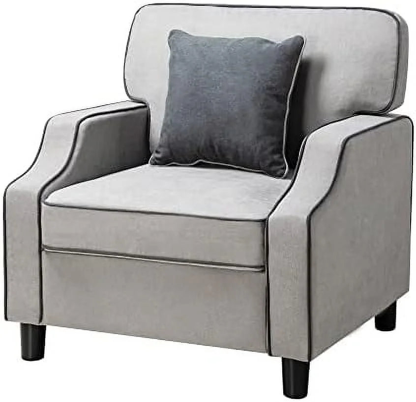 TJUNBOLIFE Accent Chair Modern Upholstered Fabric Armchair Light Gray F618