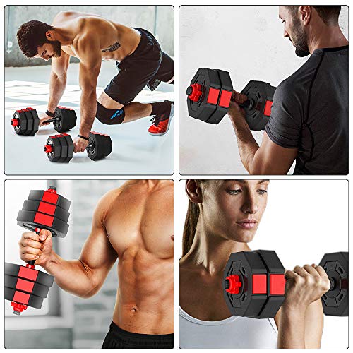 Adjustable Dumbbell Set of 2, 66LB Barbell Weight Set with Connecting Rod for Home Gym E30460