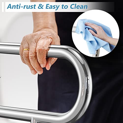 Toilet Grab Bar for Elderly, 24 Inch Height Adjustable Flip Up Bathroom Safety Rail H1737