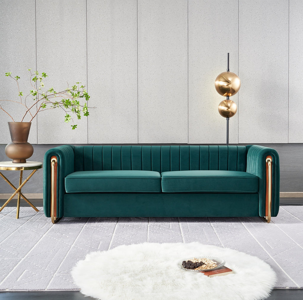 Tufted Velvet Sofa Couch for Living Room, 84 Inches, Green Y148