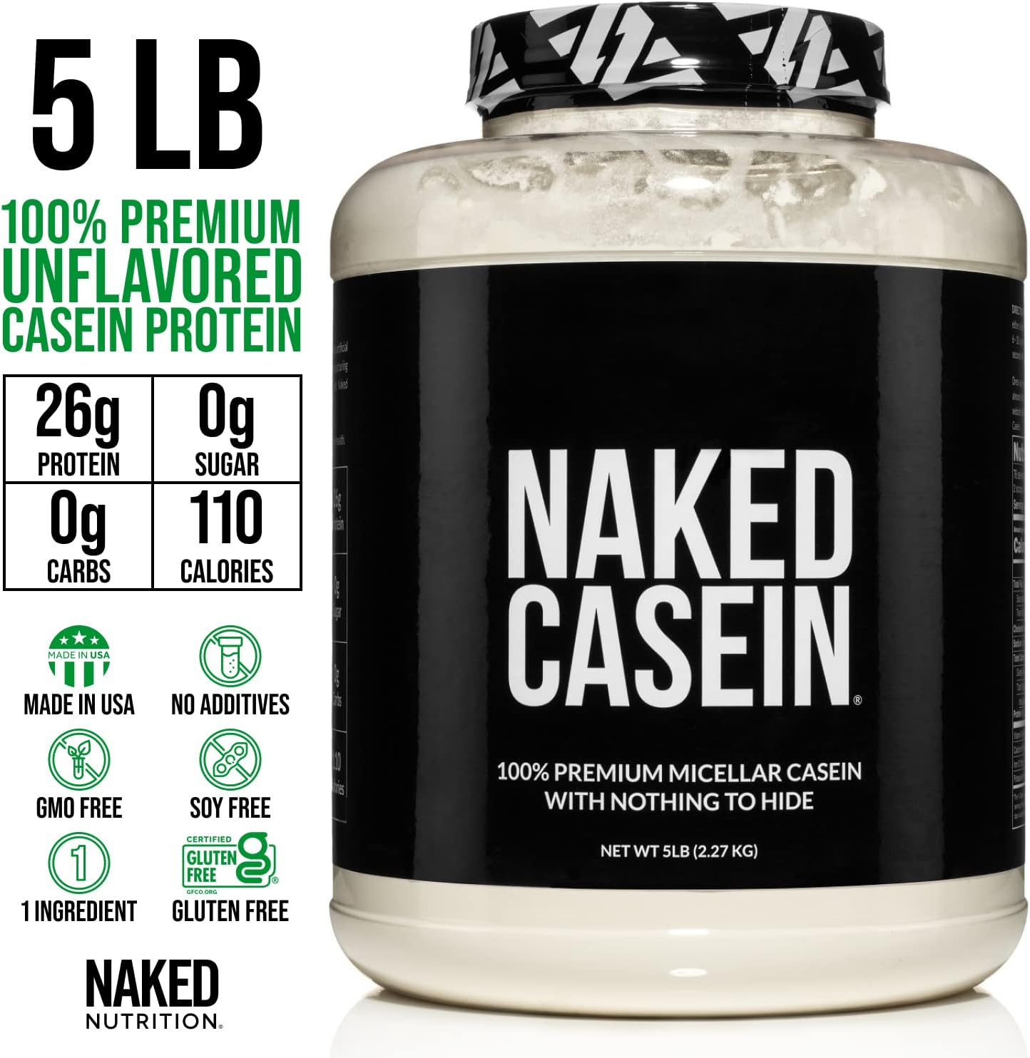 NAKED Grass Fed Protein Bundle: 5LB Unflavored Whey & Casein S21658