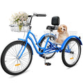 YITAHOME Adult Tricycle, 24 & 26 Inch 3-Wheel Bikes, 1 & 7 Speed Trike for Adults, Low Step-Through Cruiser Bike with Front and Rear Baskets, Large Seat with Backrest for Seniors, Women, Men