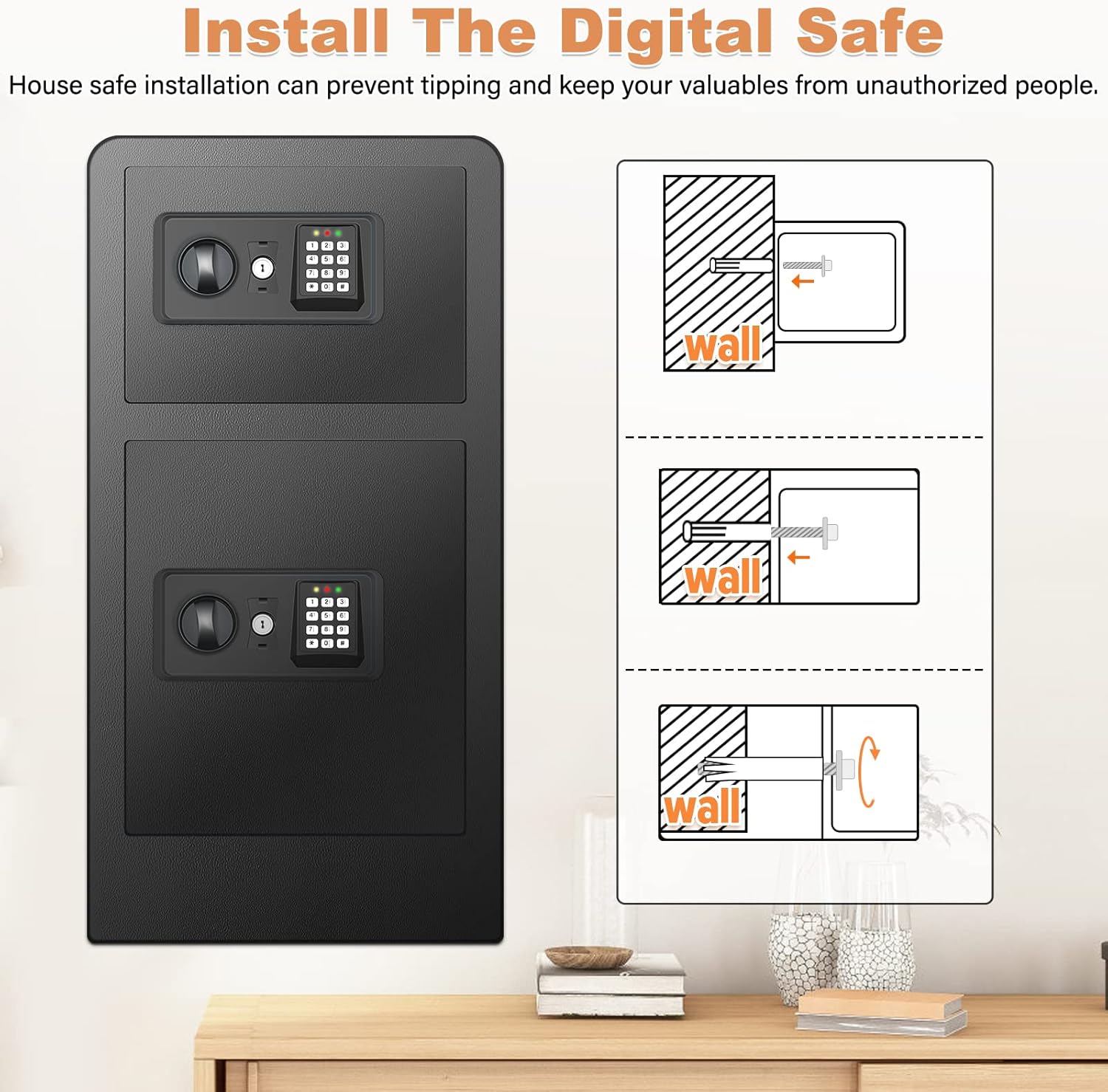 3.6 Cubic Fireproof Safe Box with Double Safe, Heavy Duty Security Home Safe D96247