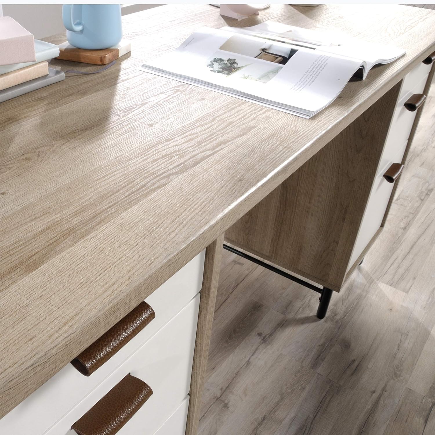 Sauder Anda Norr Executive Desk, Sky Oak Finish A914